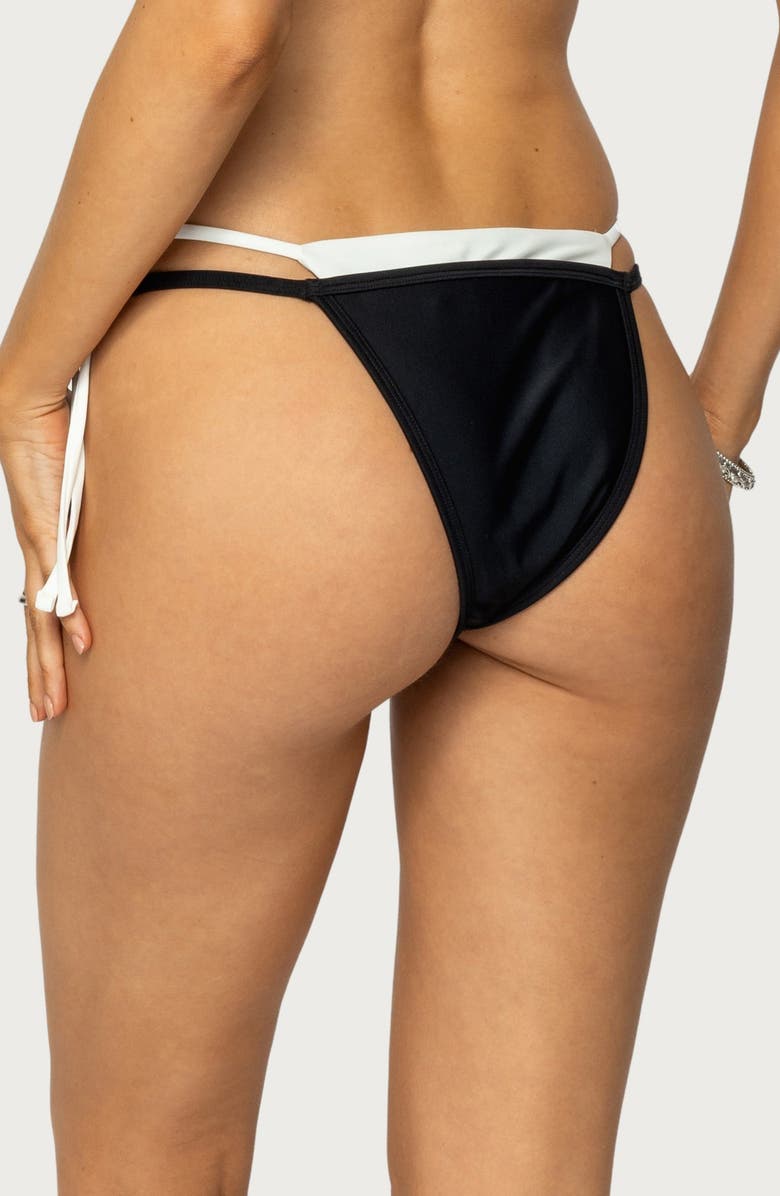 EDIKTED Jessica Layered String Bikini Bottoms, Alternate, color, Black-And-White