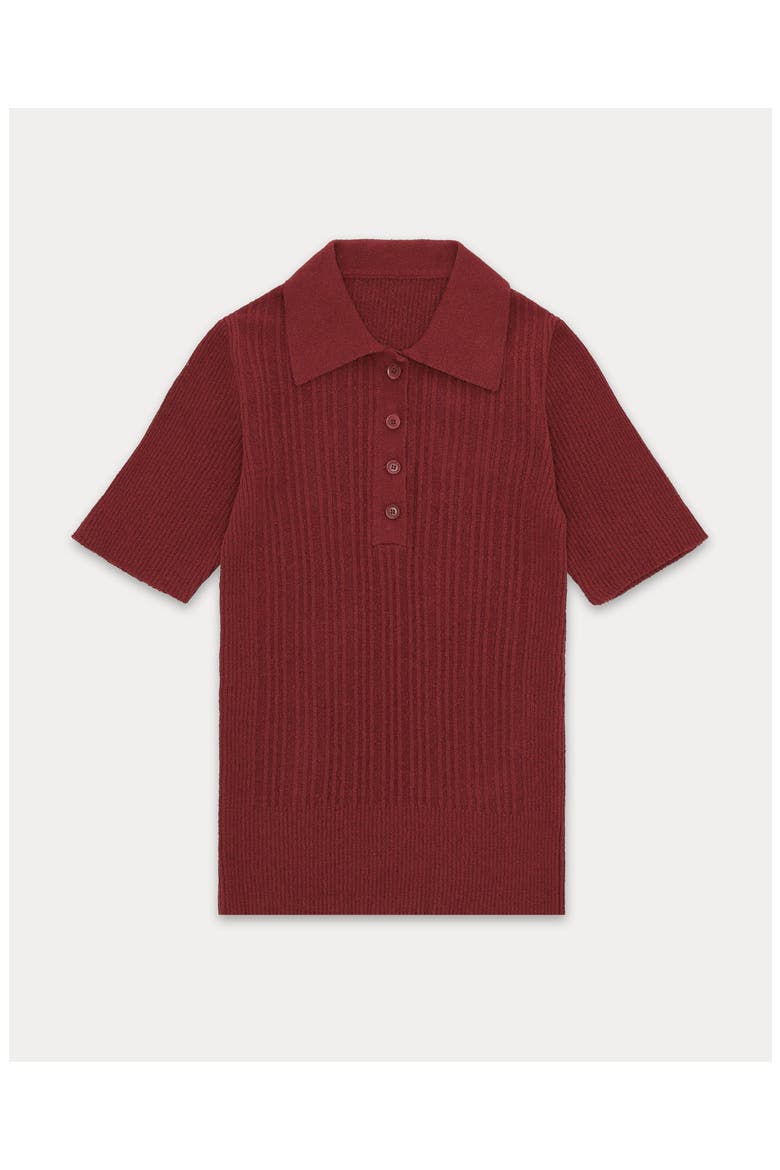 Camille Terry Polo Shirt, Main, color, Burgundy