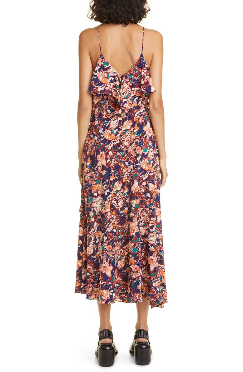 A.L.C. Penelope Floral Print Silk Blend Ruffle Dress, Alternate, color,