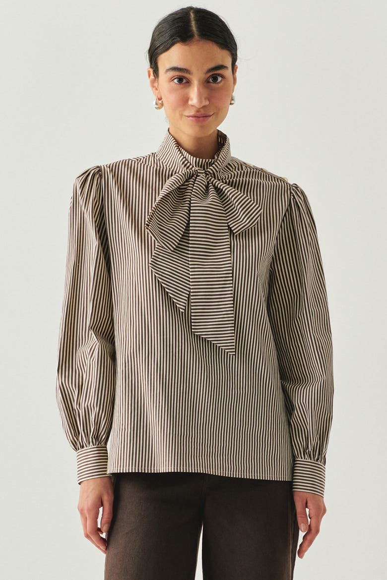 Indigo Cotton Blouse, Main, color, BROWN-BONE
