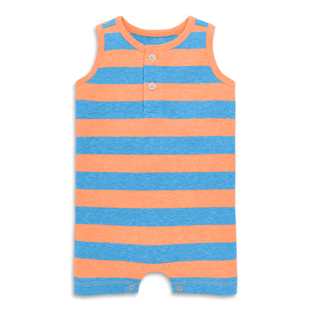 Primary Baby Heathered Henley Shortie In Stripe
