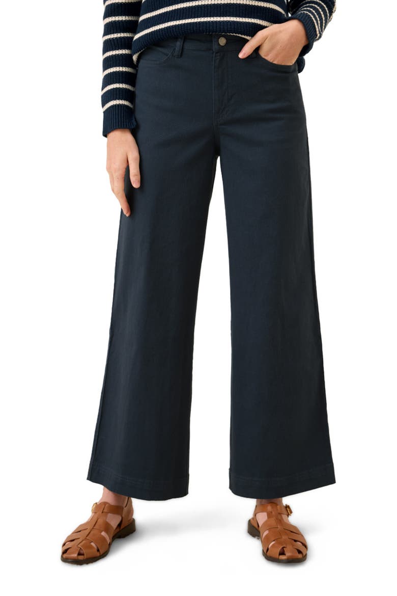 Organic Cotton Stretch Twill Wide Leg Pant, Alternate, color, Midnight Blue