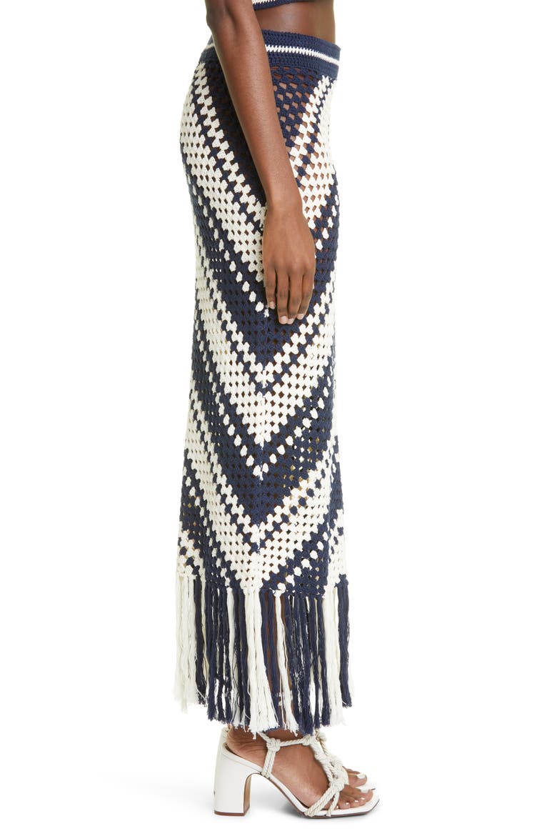 Cotton Crochet Cover-Up Skirt, Alternate, color, CREAM/ NAVY