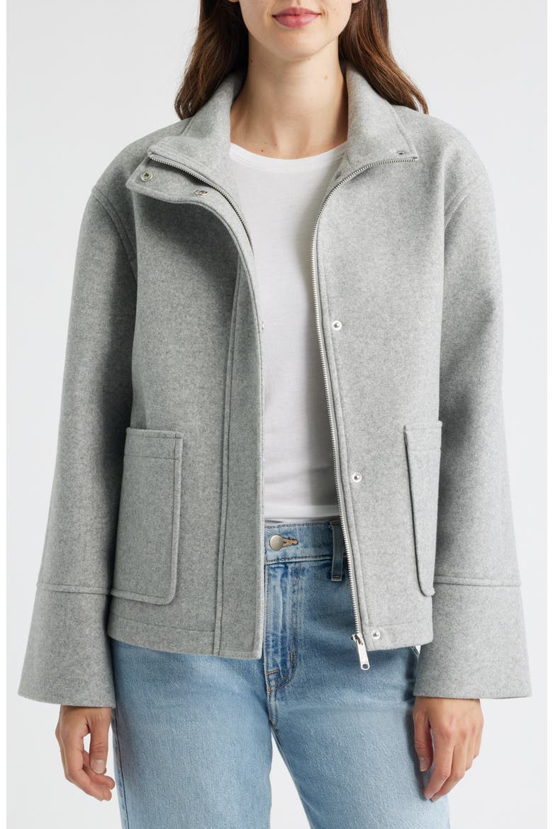 Stand Collar Felt Jacket, Alternate, color, GREY