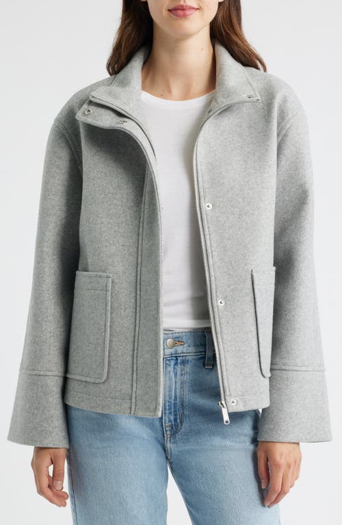 Sam Edelman Stand Collar Felt Jacket In Gray