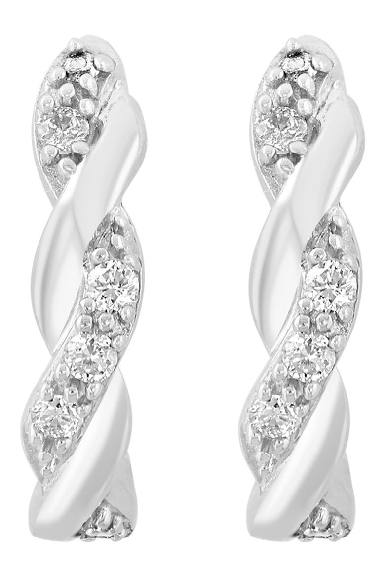 Lab Grown Diamond Twisted Hoop Earrings, Alternate, color, SILVER