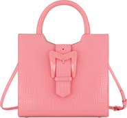 Mac Duggal Crocodile Leather Buckle Detail Medium Tote Bag