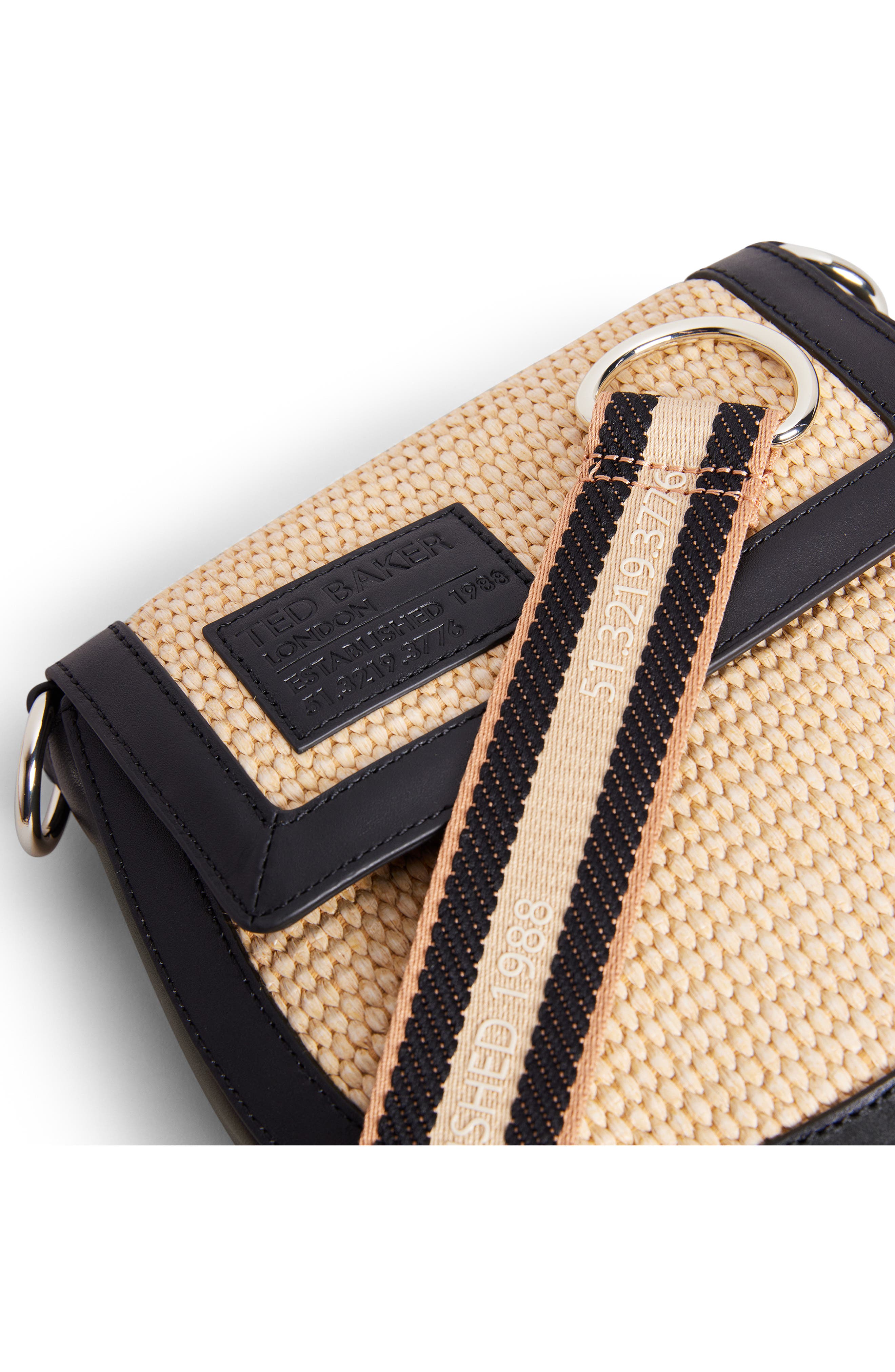 Ted Baker London Staceli Branded Webbing, Leather & Raffia Crossbody Bag, Alternate, color, 