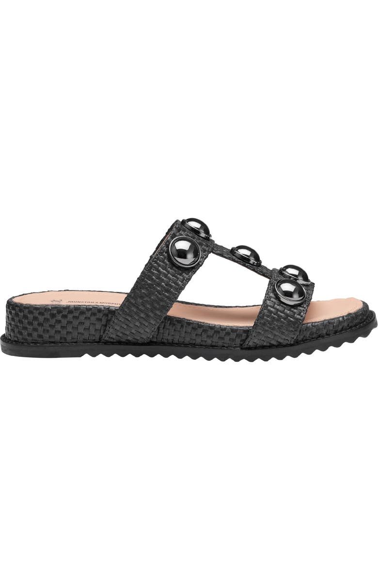 Johnston & Murphy Chandler Embellished Wedge Slide Sandal, Alternate, color, Black Raffia
