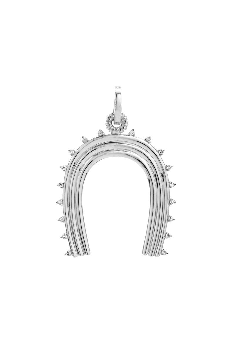 Extra Large Groovy Diamond Horsheshoe Charm, Main, color, STERLING SILVER