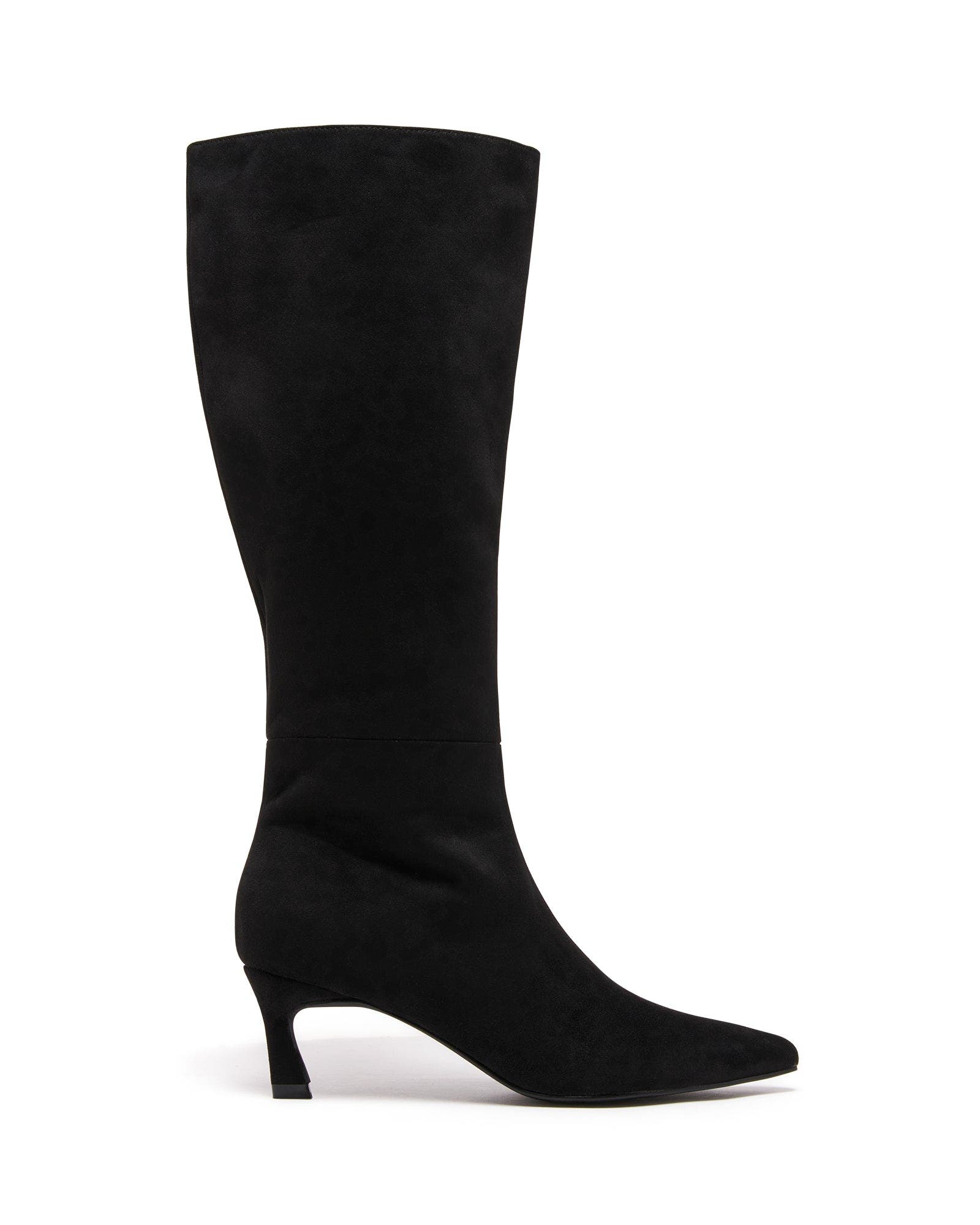 Dove Pointed Toe Tall Boot, Alternate, color, Black Microsuede