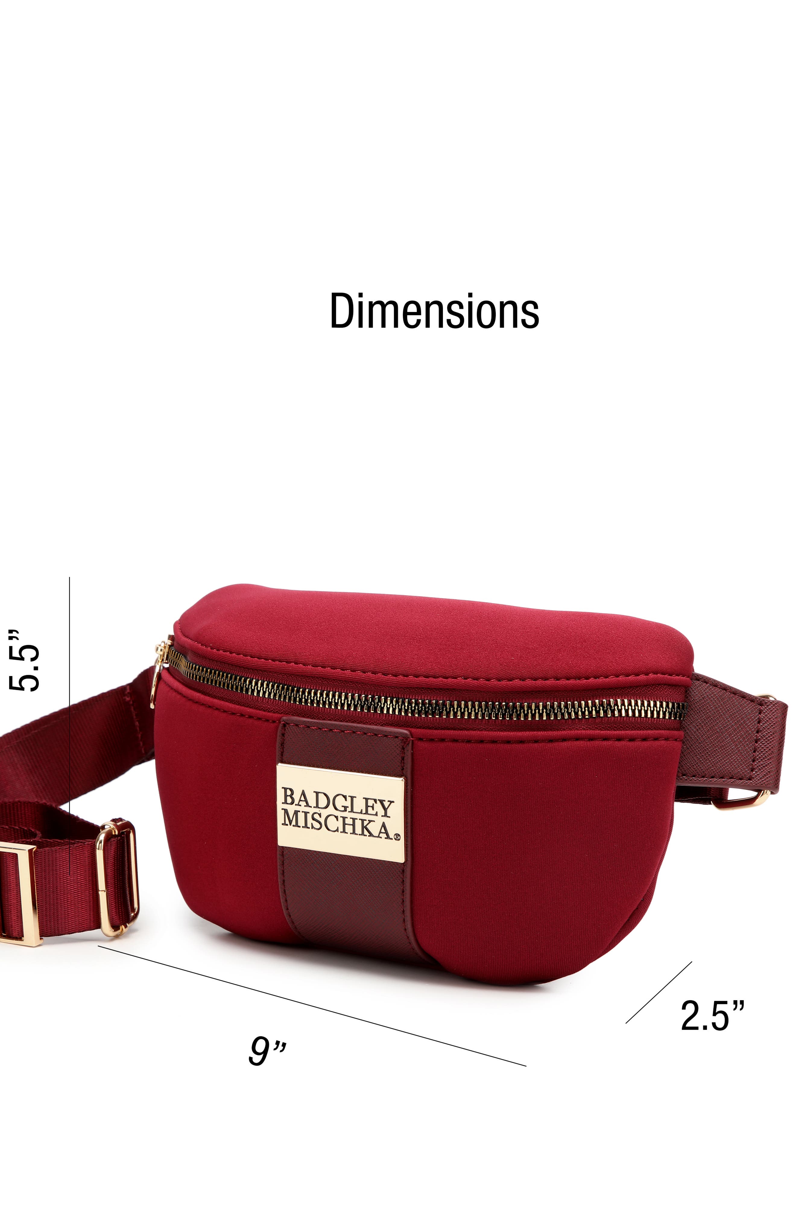 BADGLEY MISCHKA Sage Scuba and Vegan Leather Belt Bag, Alternate, color, Burgundy