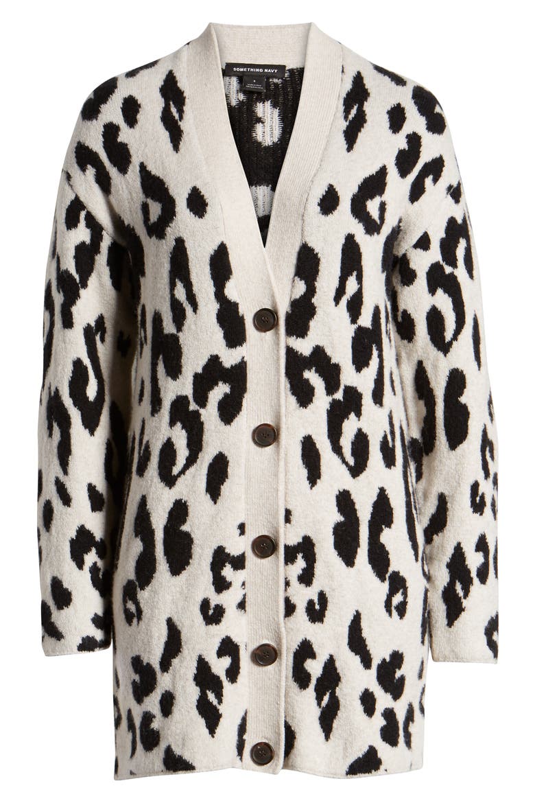 Leopard V-Neck Cardigan (Nordstrom Exclusive), Alternate, color, BEIGE OATMEAL LEOPARD
