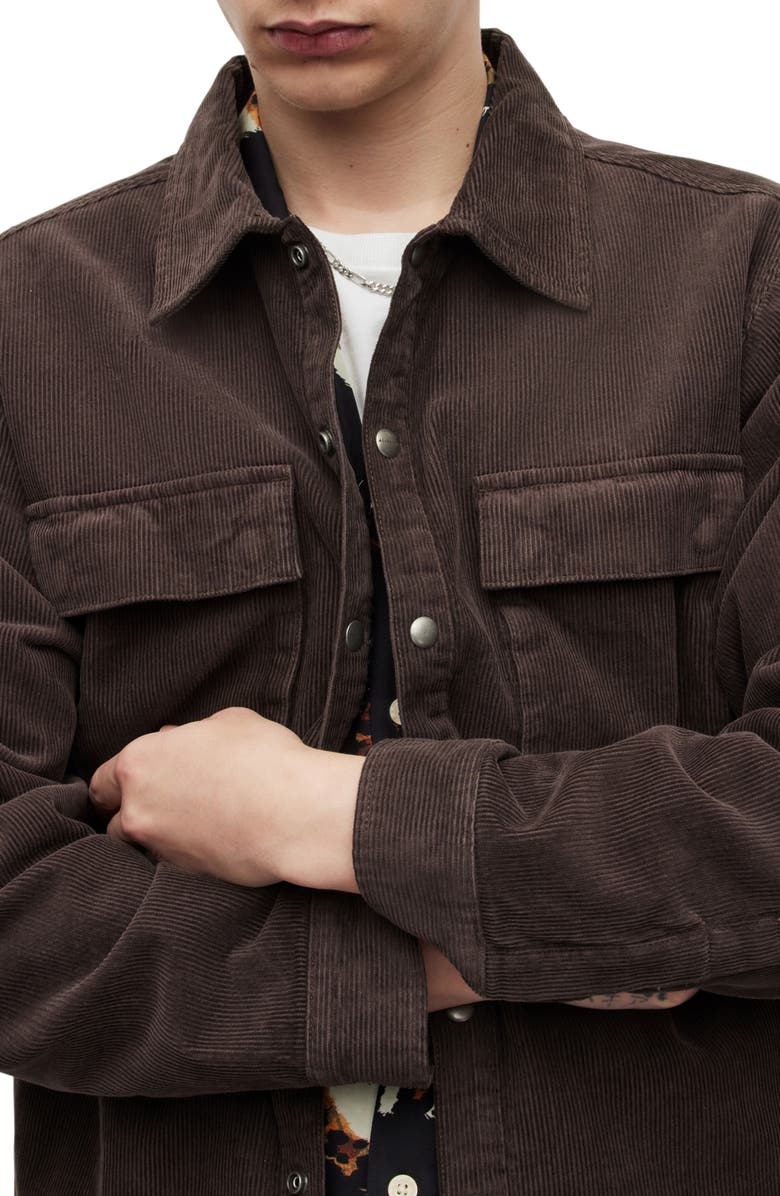 AllSaints Natt Corduroy Organic Cotton Blend Jacket, Alternate, color, Brooklyn Brown