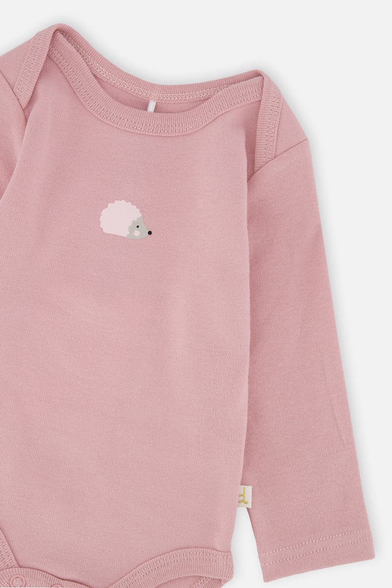 Organic Cotton Long Sleeve Hedgehog Romper, Alternate, color, Dusty Pink
