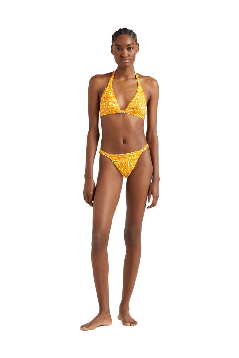 Women's Palm Leaves Side Tie Jersey Bikini Top, Main, color, MANGUE