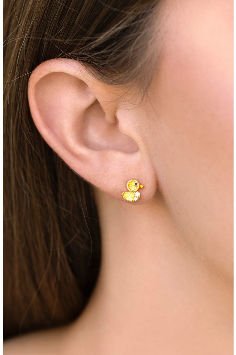 Rubber Ducky Cubic Zirconia Stud Earrings, Alternate, color, GOLD