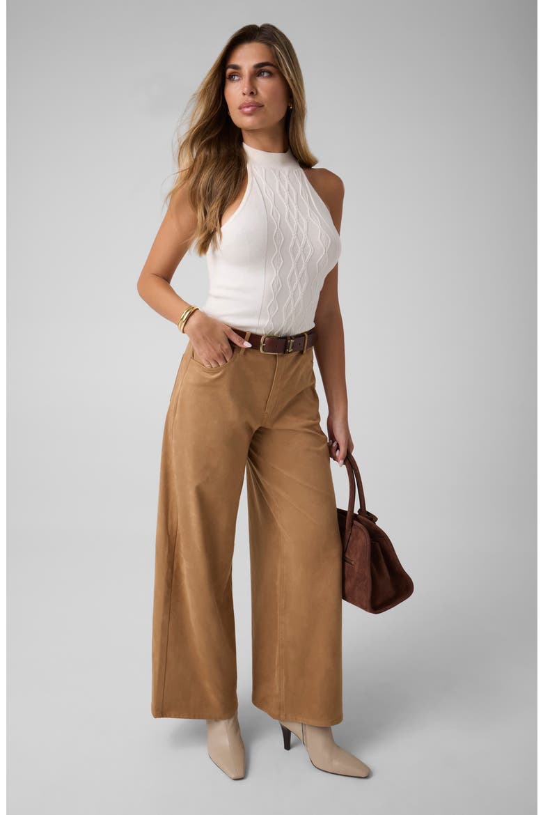 Jennie Faux Suede Wide Leg Pants, Alternate, color, OPEN BROWN