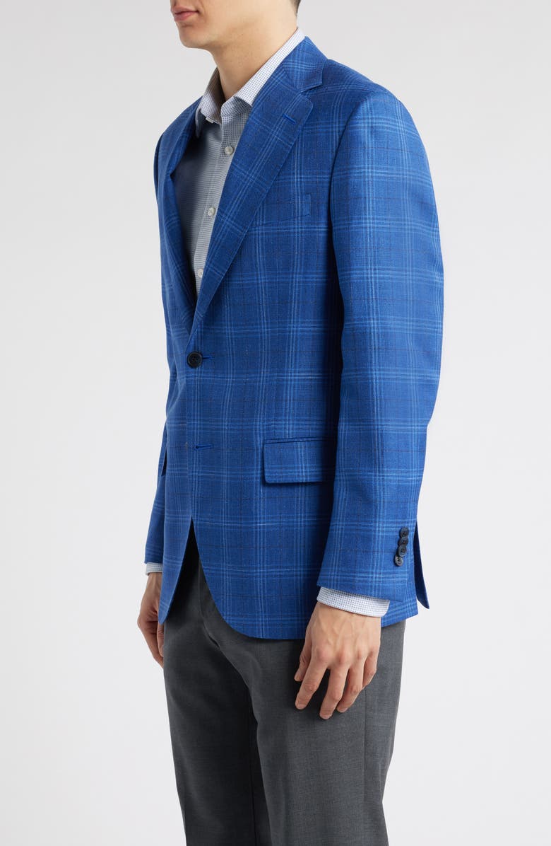 Peter Millar Hartford Classic Fit Plaid Wool & Silk Blend Sport Coat, Alternate, color, Medium Blue