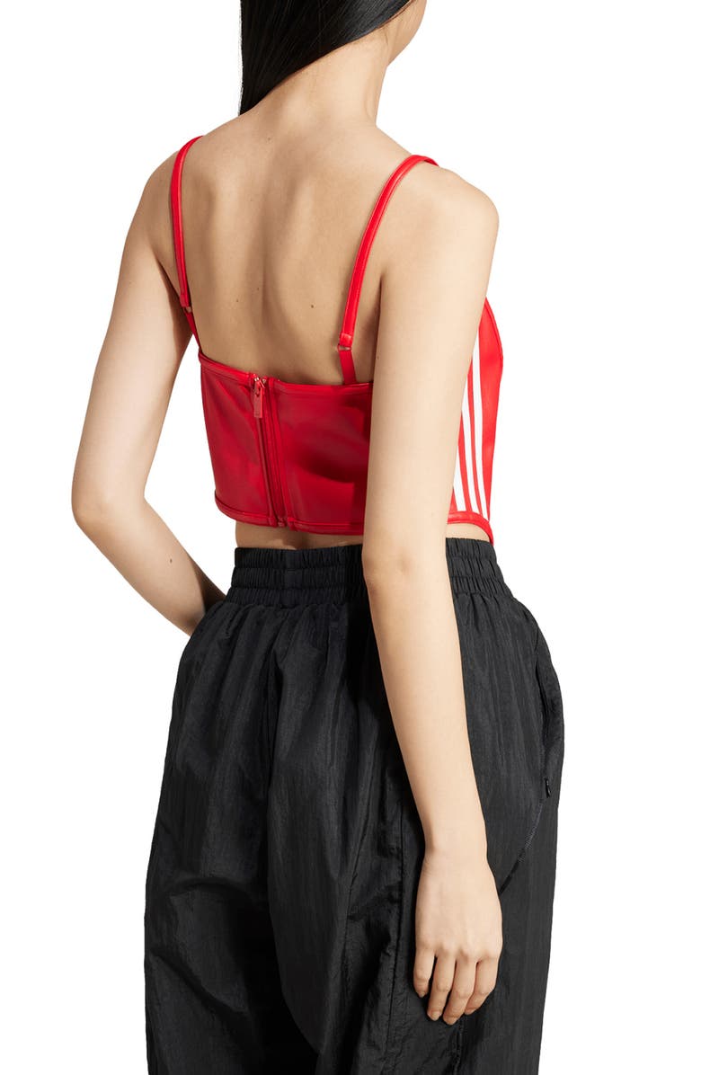 adidas Firebird Faux Leather Crop Corset Camisole, Alternate, color, 