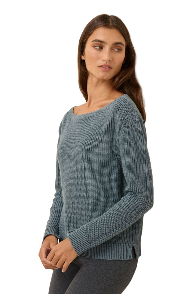 Pact Luxe Knit Boatneck Sweater, Alternate, color, River Rock Heather
