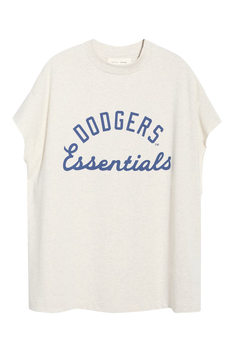 Dodgers '90s Jersey Cotton Cutoff T-Shirt, Alternate, color, OATMEAL HEATHER
