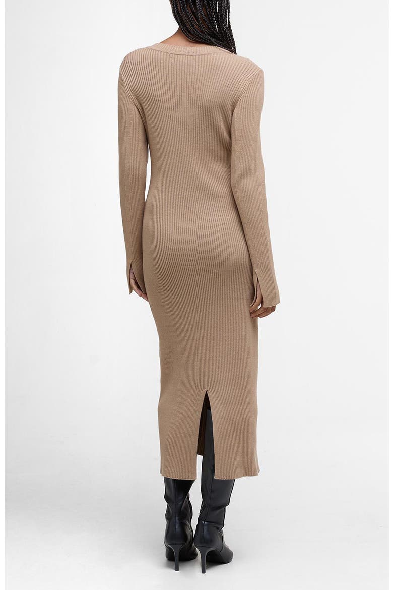 Anastasia Directional Rib Long Sleeve Cotton Sweater Dress, Alternate, color, PALE CAMEL