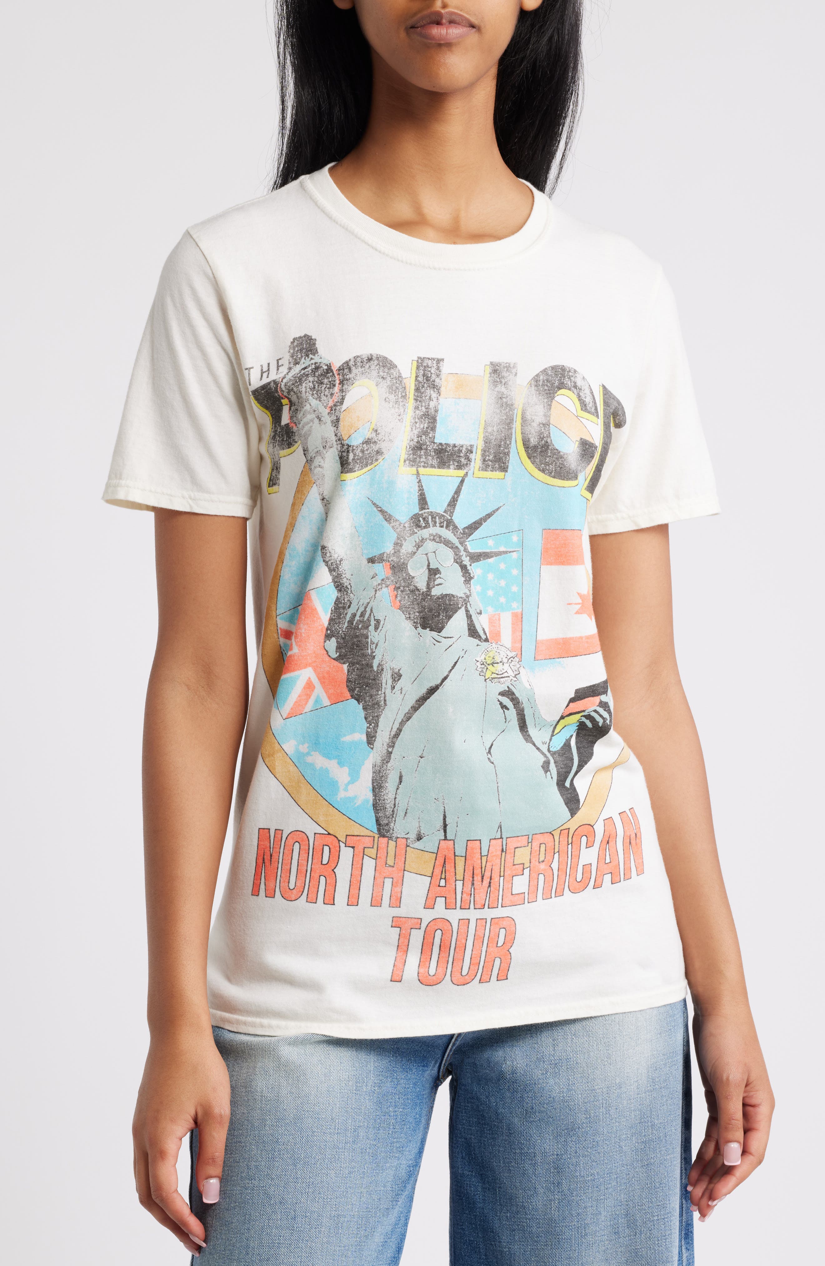 Philcos The Police Tour Cotton Graphic T-Shirt in Off White 