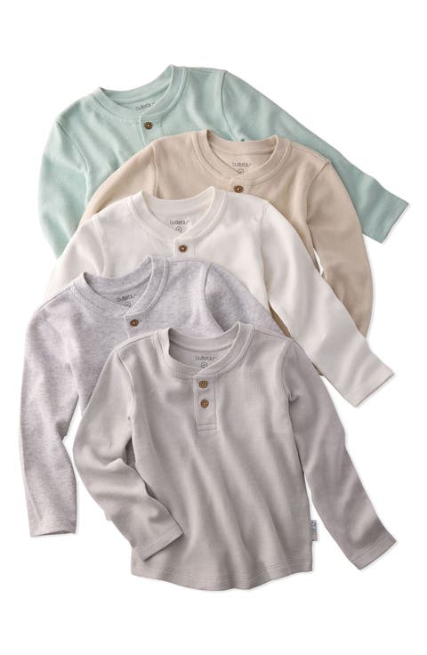 Kids' Payton Assorted 5-Pack Long Sleeve Organic Cotton Waffle Henley T-Shirts (Toddler)