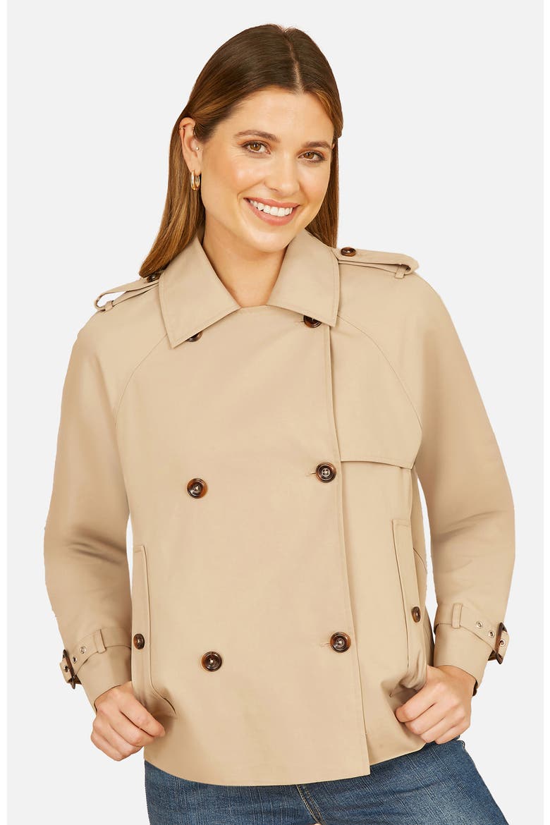 Cropped Trench Jacket With Pockets, Alternate, color, Beige