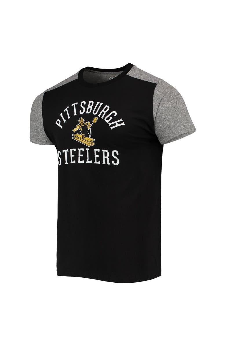 Majestic Threads Men's Majestic Threads Black/Heathered Gray Pittsburgh Steelers Gridiron Classics Field Goal Slub T-Shirt, Alternate, color, 