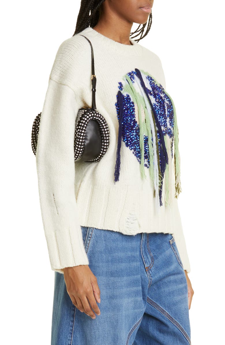 JW Anderson The Bumper Crystal Embellished Leather Shoulder Bag, Alternate, color,