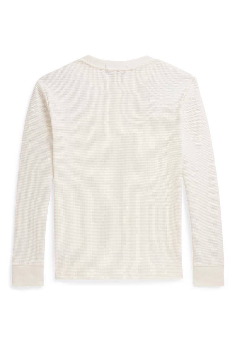 Kids' Waffle Knit Cotton Long Sleeve T-Shirt, Alternate, color, CLUBHOUSE CREAM