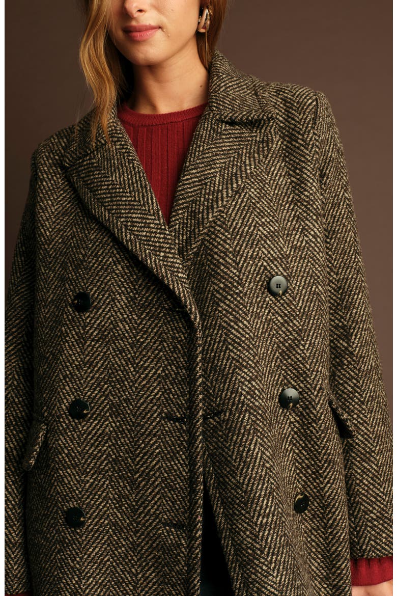 Cameron Herringbone Coat, Alternate, color, CHOCOLATE