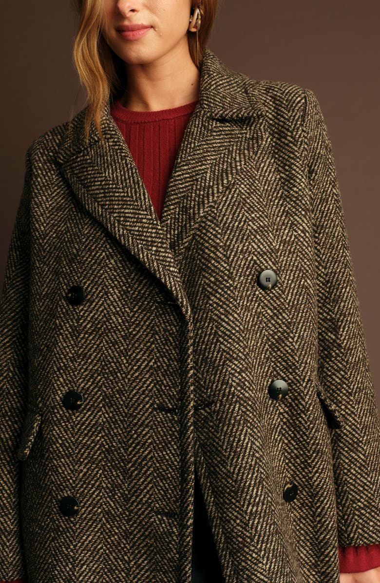 DELUC Cameron Herringbone Coat, Alternate, color, Chocolate