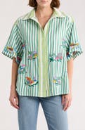 Free People The Bird Embroidered Button-Up Shirt
