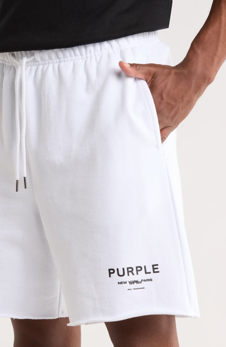 PURPLE BRAND Signature Midweight Fleece Sweat Shorts, Alternate, color, White