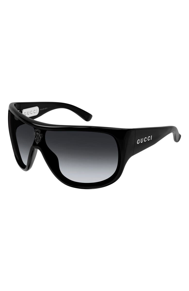 Gucci 99mm Oversize Gradient Shield Sunglasses, Alternate, color, Black