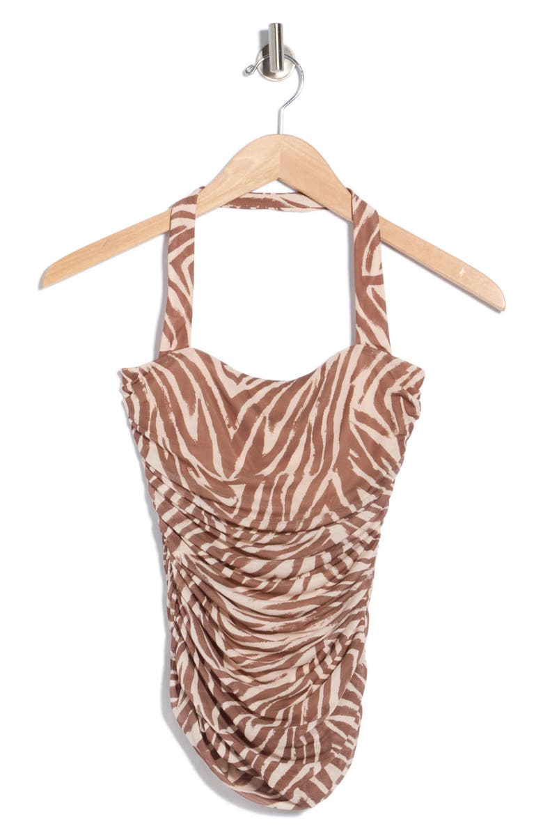AFRM LOS ANGELES Kenzie Mesh Halter Top, Alternate, color, Brushed Zebra