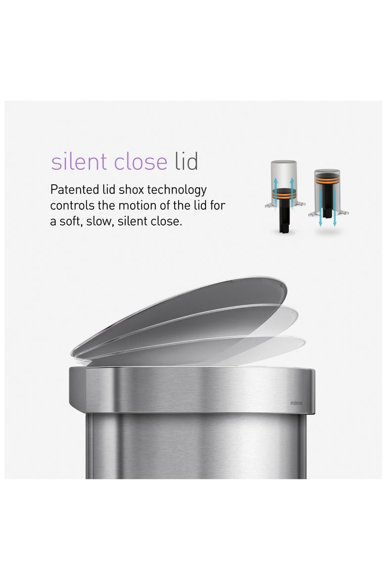 45L semi-round step can, Alternate, color, BRUSHED