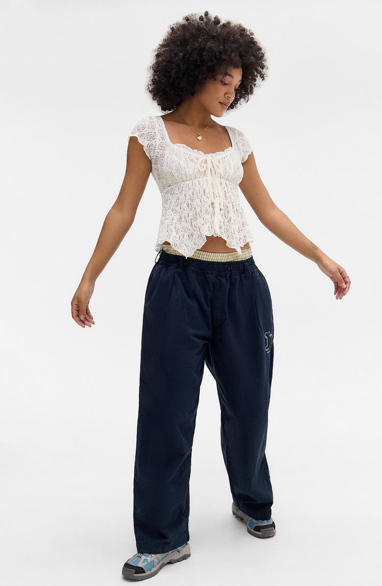 BDG Urban Outfitters Piper Asymmetric Hem Stretch Lace Top, Alternate, color, White