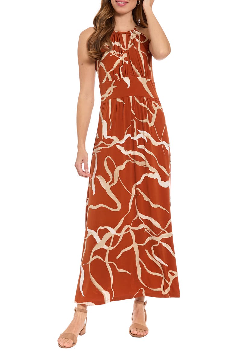 Morris Abstract Print Sleeveless Jersey Maxi Dress, Main, color, PICANTE/ NOMAD