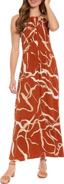 London Times Morris Abstract Print Sleeveless Jersey Maxi Dress