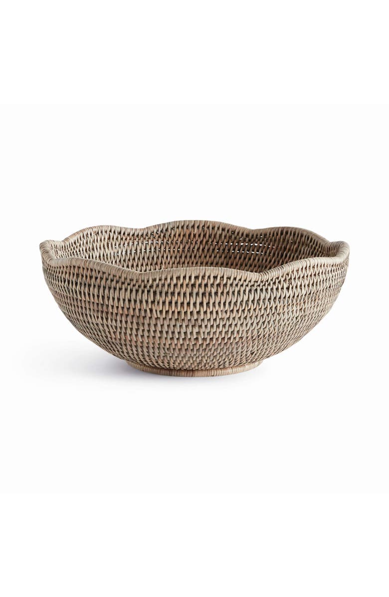 Napa Home & Garden Burma Rattan Scalloped Edge Bowl, Main, color, Grey