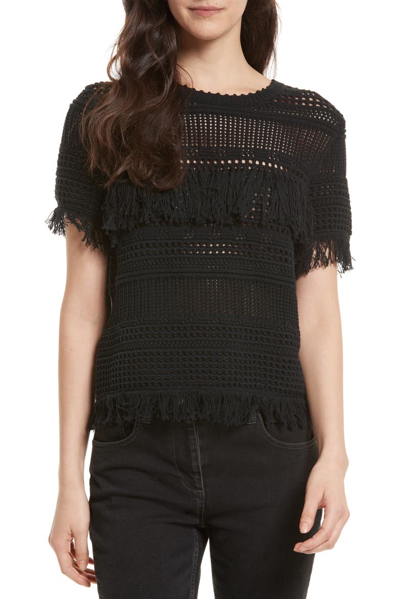 Miwok Crochet Top, Main, color, BLACK