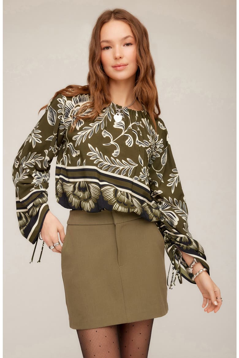 Serafina Floral Print Tie Sleeve Top, Alternate, color, PRINT