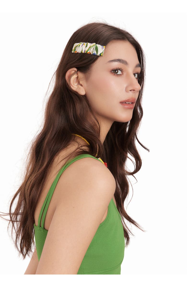 OLAH Tulip Silk Hair Barrette Clip, Alternate, color, Beige