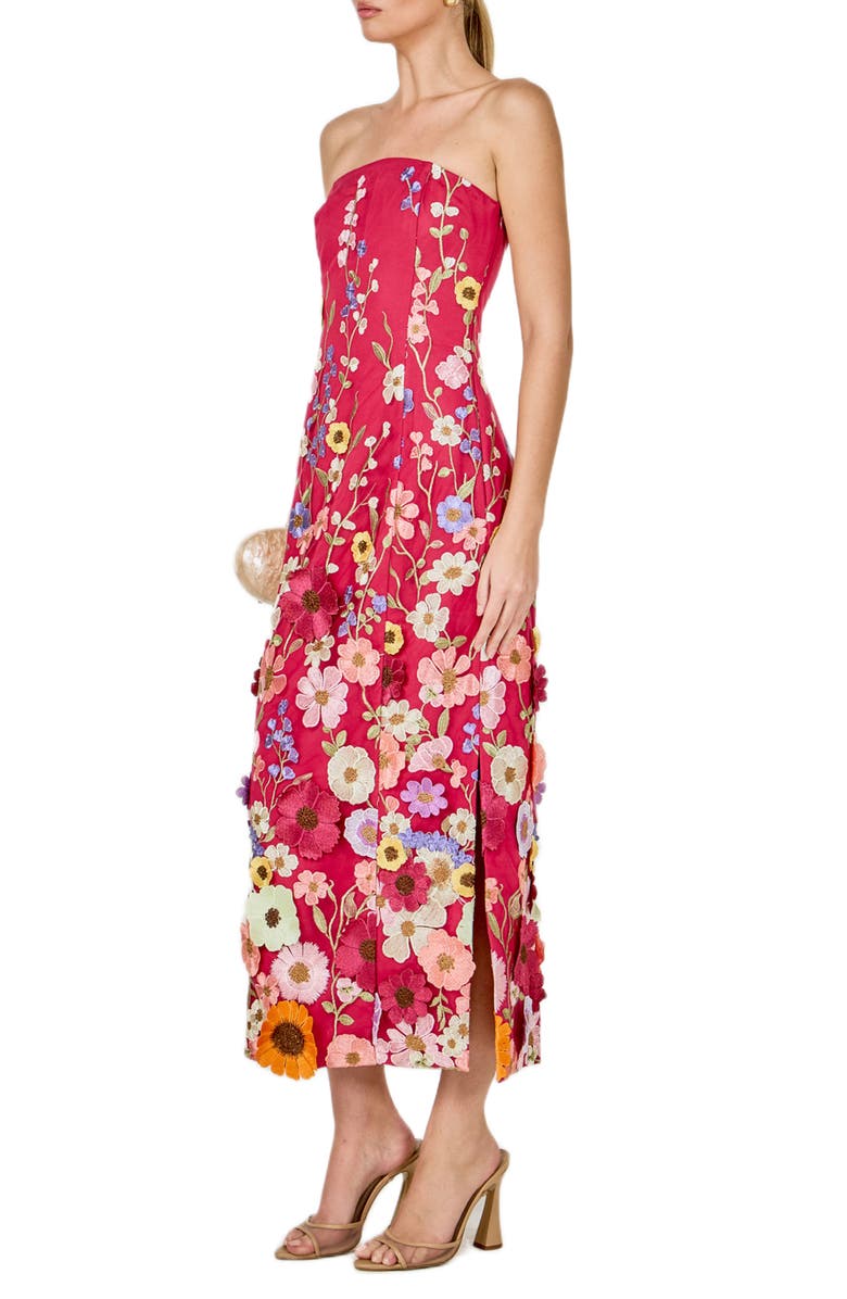 Endless Rose Floral Embroidered Strapless Maxi Dress, Alternate, color, Mulberry