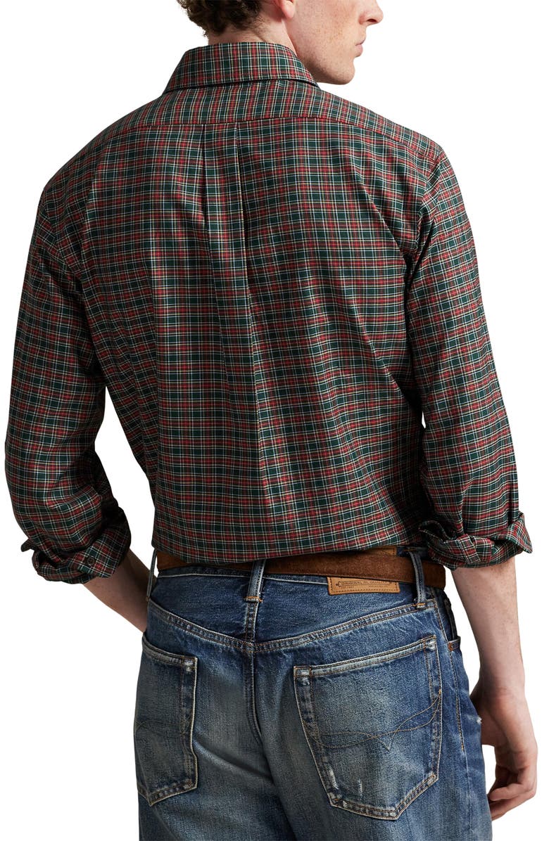 Polo Ralph Lauren Classic Fit Plaid Cotton Twill Button-Up Shirt, Alternate, color, Green Red Multi