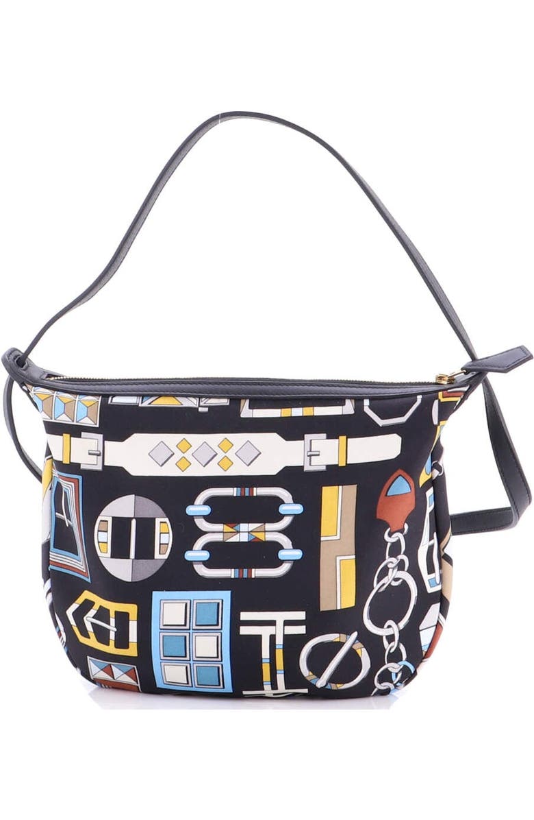 Pre-Owned Hermes Sursoie To Go Pouch Printed Silk and Leather, Alternate, color, Bleu Indigo